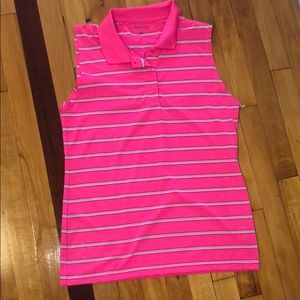 Pink striped polo